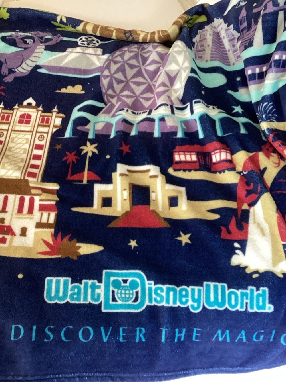 Disney Navy Blue Walt Disney World Icon Landmark Throw Blanket